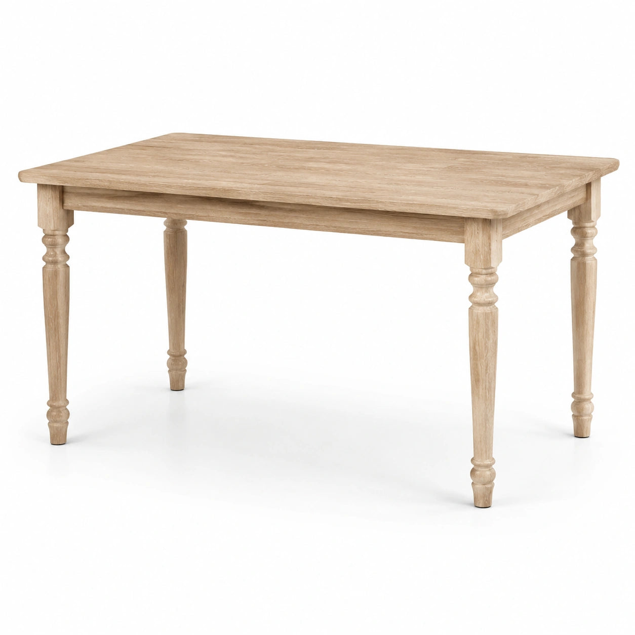 Table à manger rectangulaire en bois clair avec pieds tournés, 160 × 90 × 76 cm