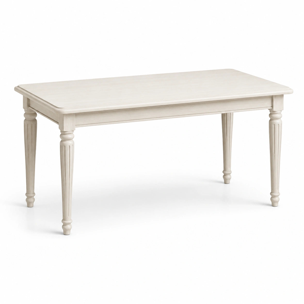 Table à manger rectangulaire en bois blanc cassé, style classique, 160 × 90 × 76 cm