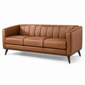 Canapé moderne 3 places brun aspect cuir, 210 × 85 × 80 cm