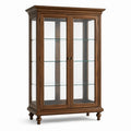 Vitrine classique en bois marron et verre transparent à 2 portes, 110 × 45 × 190 cm