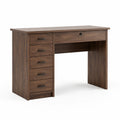 Bureau en bois brun noyer avec 6 tiroirs dont 1 verrouillable, 120 × 50 × 75 cm