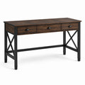 Bureau industriel à 3 tiroirs en bois marron et métal noir, 120 × 50 × 76 cm