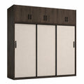 Armoire brun foncé et beige 240 × 60 × 240 cm avec 3 portes coulissantes et 6 portes supérieures