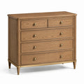 Commode classique en bois brun et doré à 5 tiroirs, 120 × 45 × 105 cm