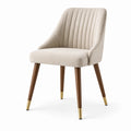 Chaise de salle à manger beige avec dossier cannelé et pieds en bois brun, 58 × 62 × 86 cm