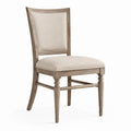 Chaise rembourrée classique en bois taupe et tissu beige, 52 × 60 × 96 cm